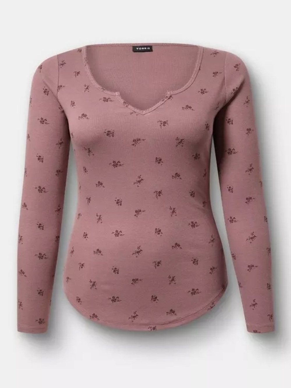 Torrid Cotton Modal Rib Notch Neck Top - Picture 2 of 3